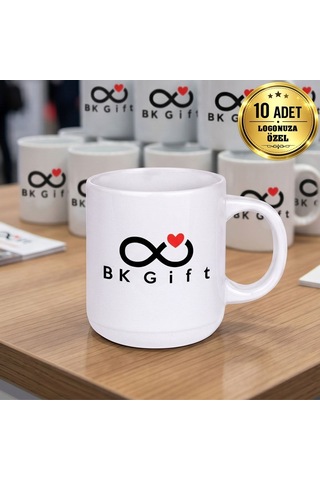 Logonuza Özel 10 Adet Bella Beyaz Kupa Estetik Tasarım Kupa Bardak