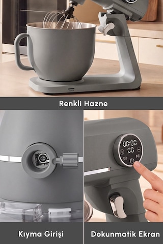 Karaca Multichef Artisan Renkli Hazneli Digital Ekran Tam Döküm Hamur Yoğurma Makinesi 1800w 7l