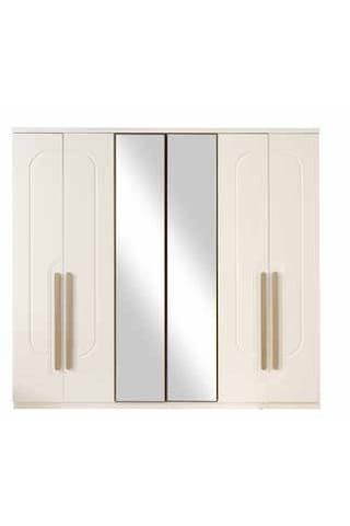 Tobias Tamamı Mdf 6 Membranlı Kapaklı Reflekte Camlı Gardırop Dolap Beyaz