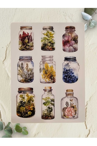 3'lü Set Çiçekli Stıckerlar Planner Ajanda Bullet Journal, Defterler Için Uygun Etiket Çok Renkli