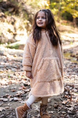 Luckka Heritage Çift Katlı Wellsoft Çocuk Giyilebilir Battaniye - Peluş Panço Oversize - Ztpufbat Bej