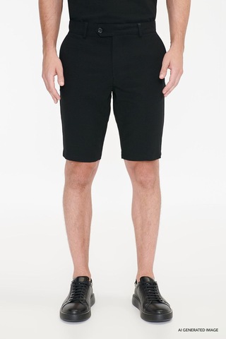 Ac&co Erkek Sıyah Slim Fit Dar Kesim Yan Cepli Gofre Desenli Esnek Şort Siyah