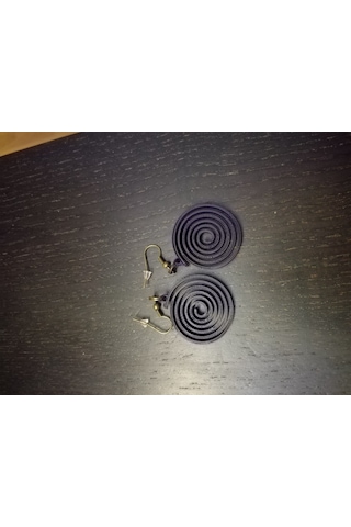Siyah Spiral Halka Küpe Çifti - Sonsuzluk Akış Temalı Modern Minimalist Aksesuar Siyah