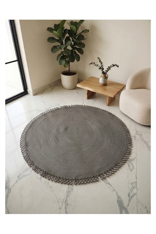Nakkaş Home 120x120 Jüt Yuvarlak Gri Kilim