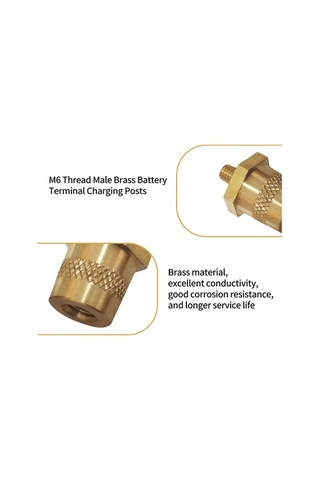 Novahub Erkek Pirinç Akü Terminali M6 Dış 8mm İç 8mm, Şarj Postası, Akü Tamir Aksesuarı, Akü Modifikasyonu