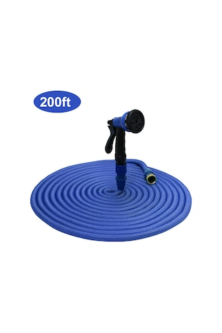 Wezone Mavi Genişletilebilir 200ft Su Hortumu, 7 Modlu Sprey Bağı, Ev, Bahçe, Araba Yıkama İçin Dayanıklı Sulama喷枪ı Mavi