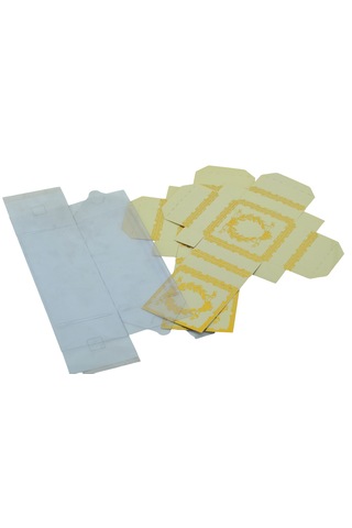 Hediyelik Karton Kapak Krem Gold Varaklı Asetat Kutu 8x8x16.5cm