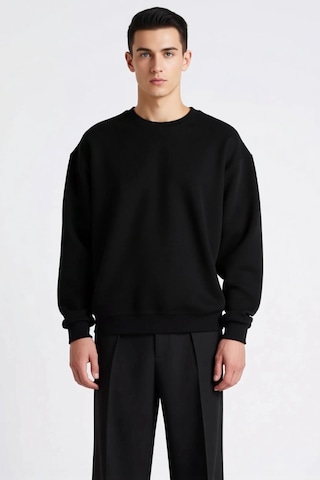 Benerly Erkek Bisiklet Yaka Standart Kol Waffle Kalıp Sweatshirt Fonksiyo siyah