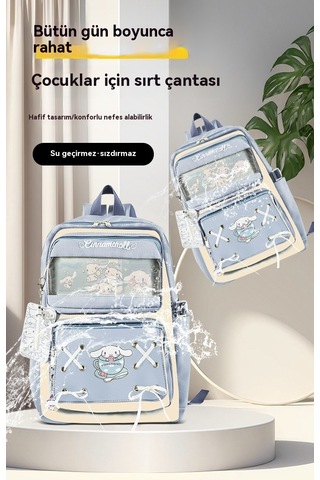 Yeni Stil Çizgi Film Sevimli Öğrenci Ders Çantası Kadın Çantası MAvi