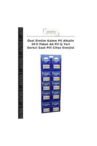 Özel Üretim Kalem Pil Alkalin 20'li Paket Aa Pil İş Yeri Gereci Saat Pili Cihaz Enerjisi