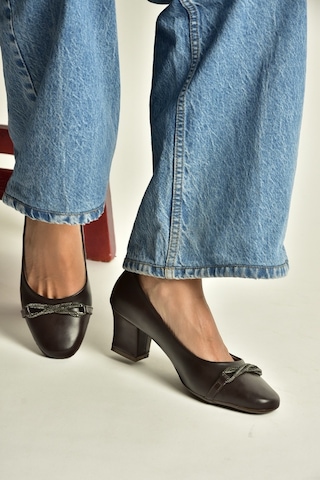 Fox Shoes Z820851009 Kahverengi Kalın Topuklu Kadın Ayakkabı