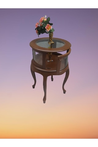 Bengimobilya Gümüşlük Yuvarlak Model Leylek Bacak Parlak Ceviz Kayın Lükens As