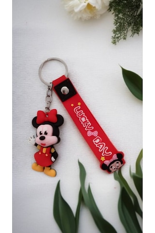 2 Li Mickey Ve Minnie Mouse Temalı Çift Anahtarlık Seti - Silikon Figürlü Ve Çanta Aksesuar
