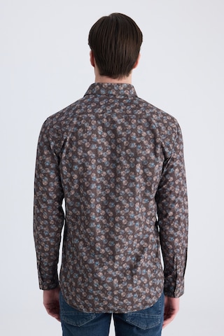 D'S Damat Ds Damat Slim Fit Kahverengi Baskılı %100 Pamuklu Gömlek 3hc0221213271 Çok Renkli