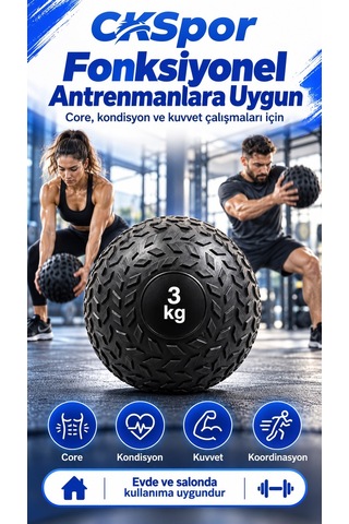 Ckspor 3 Kg Zıplamayan Sağlık Topu Slam Ball Crossfit Fitness Fonksiyonel Antrenman Ağırlık Topu