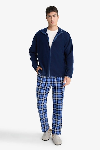 Defacto Regular Fit Cepli Polar Kareli Pijama Altı G2730ax25wnbe514 Mavi