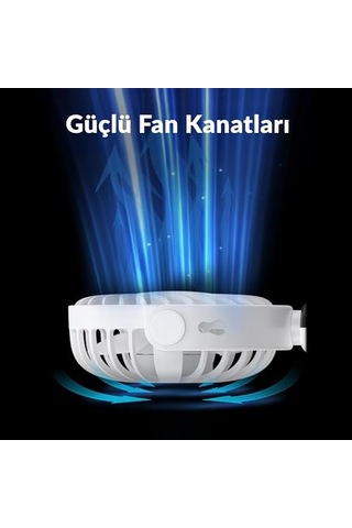 K70 Taşınabilir Şarjlı El Vantilatörü 2400mah 360 Döner Başlıklı Standlı Dijital Ekranlı Soğutucu Fan Siyah