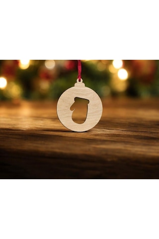 10 Parça Ahşap Yılbaşı Ağacı Süs Seti-3 Ortalama 6-8 Cm Noel Ağacı Süsü