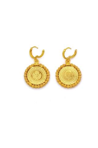 Altın Kaplama Dorikalı Çeyrekli Küpe Unk-823 Altın