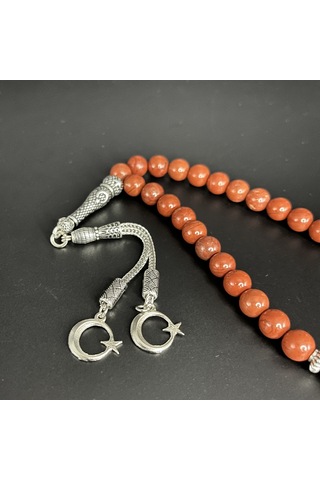 Yıldız Doğal Taş Kırmızı Jasper 8mm 33lük Doğal Taş Tesbih
