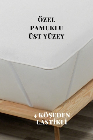 Mona Verde Sıvı Geçirmez Alez Pamuklu 4 Köşe Lastikli Çift Kişilik Tek Kişilik Bebek Alezi Su Yatak Koruyucu MNVKLKL00 Beyaz