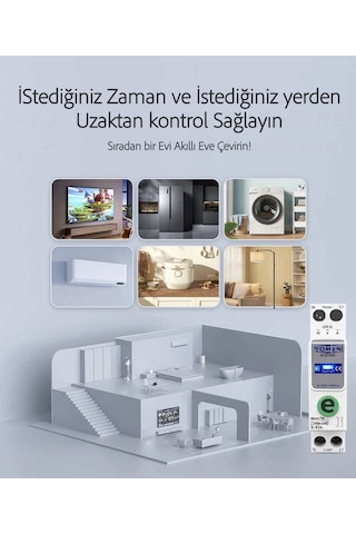 Tomzn Akıllı Voltaj Ve Akım Koruma Rölesi, Wifi Özellikli Dahili Enerji Ölçer 63a Ewelink Uyumlu