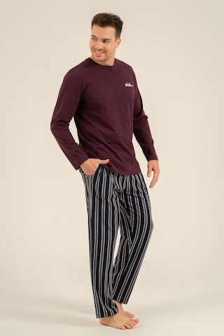 Arnetta %100 Pamuk 3835 Uzun Kol Erkek Pijama Takımı Mürdüm