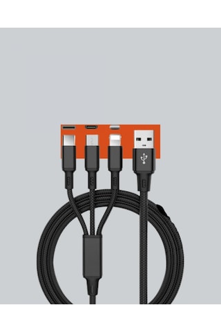 Evrensel 3 Başlıklı Şarj Kablosu Apple iPhone Huawei Samsung Uyumlu İçin,