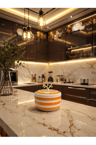 Dekoratif Obje - Soft Sarı Zebra Seramik Şekerlik Gold