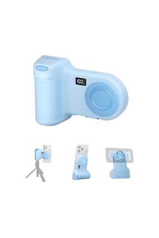 Stage Powergrip, Manyetik Kablosuz Şarjlı Kamera Tutacağı 9300 Mah, Geri Çekilebilir Usb-c Kablolu Power Bank, Bluetooth & Tripod Bağlantısı, Lcd Ekran, iPhone Uyumlu Ve Pixel İçin Şarj Cihazı