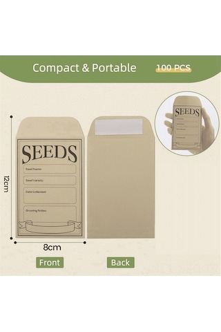 Pazly 100 Adet Kendinden Yapışkanlı Tohum Zarfı - Organizasyon Ve Koruma İçin Kraft Kağıt Seti