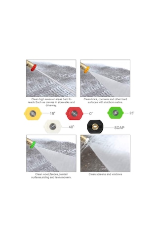 Kosona Stainless Steel 4000 Psı Yüksek Basınçlı Yıkama Makinesi Uzantı Çubuğu 5 Renkli Uçlu Aksesuar