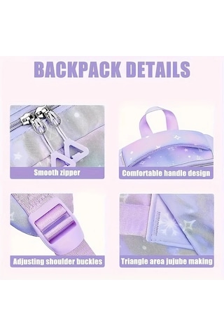 Maxaccess 3pcs Preppy Style Pembe Nylon Sırt Çantası Seti Yemek Kutusu Kalemlik Okul Outdoor Seyah Pink