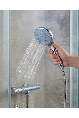 Spiral Hortumlu 4 Kademeli El Duşu Seti Duvar Askılı Banyo Duş Başlığı Krom