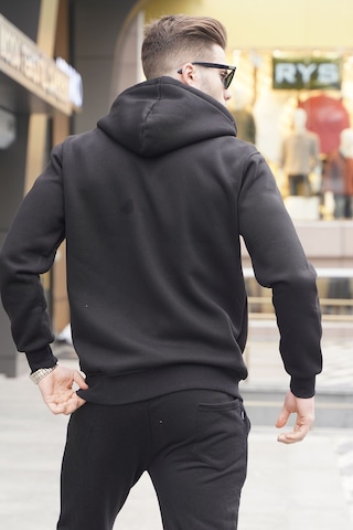 Madmext Siyah Kapüşonlu Regular Fit Erkek Sweatshirt 6033 Siyah