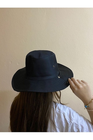 Reva Unisex Yazlık Katlanabilir Safari Fötr Şapka - Çıtçıtlı Ve İp Detaylı Siyah