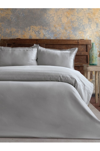 Elegance Runa Pamuk Saten Nevresim Takımı Gri Çift Kişilik