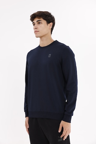 Rowinger Minimal Logolu Bisiklet Yaka Ribana Manşetli Rahat Kalıp Mevsimlik Sweatshirt Navyblue