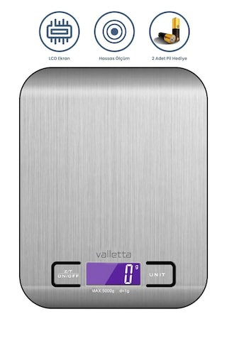 Valletta Okavango Pil Mutfak Terazisi Dijital Tartı