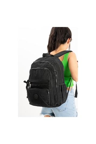 Ultra Hafif Çok Cepli Krinkıl Sırt Çantası Unisex Siyah Model: 571-3b - Siyah