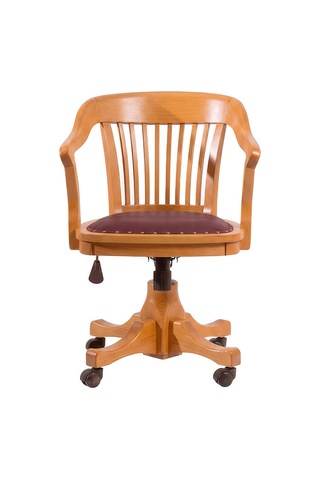 Throne Deri Döşemeli Ahşap Ofis Sandalyesi Naturel