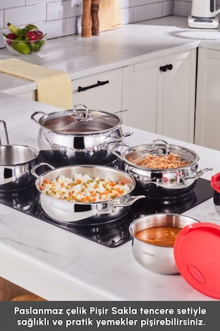 Karaca  Pişir Sakla V2 İndüksiyon Tabanlı 13 Parça Çelik Tencere Seti