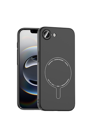 Apple iPhone Uyumlu 16e Kılıf M-safe Şarj Özellikli Kamera Korumalı Zore Elio Sert Pc Kapak - Siyah