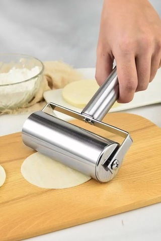 Metal Saplı Rulo Hamur Açıcı Merdane Pürüzsüz Oklava Pizza Börek Açma Silindir