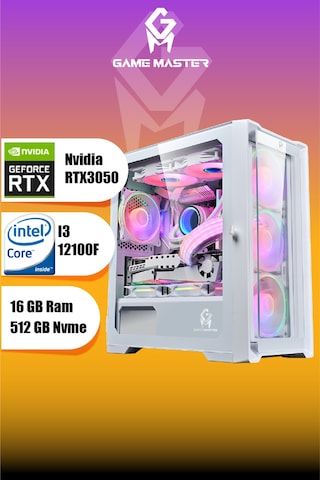 Game Master Hydra 3050 i3-12100F 16 GB 512 GB M.2 RTX3050 27" Free Dos Masaüstü Oyuncu Bilgisayarı