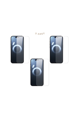 Apple Uyumlu iPhone 16 Plus İle Ekran Koruyucu Şeffaf Temperli Kırılmaz Cam Ekran Koruyucu 3 Adet