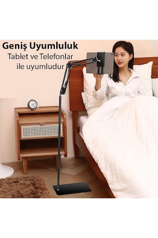 Coofbe Metal Ayaklı Ayarlanabilir Teleskopic 3eklemli Profesyonel Tablet Tutucu Stand Telefon Tutucu