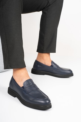 Fame Step Hakiki Deri Erkek Loafer Mokasen Klasik Ayakkabı Comfort Prato Lacivert