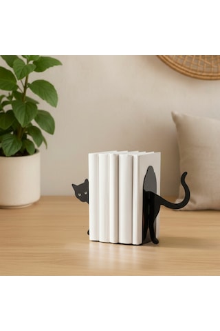 Kedi Temalı Kitap Tutucu Modern Dekor Ürünü