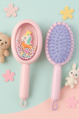 1 Adet Pembe Unicorn Figürlü Renkli Boncuklu Çocuk Saç Tarağı Fırçası Kolay Taranma Saçları Acıtmaz Saç Fırçası
